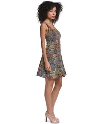 Karl Lagerfeld Paris Women's Floral Tapestry Fit & Flare Dress