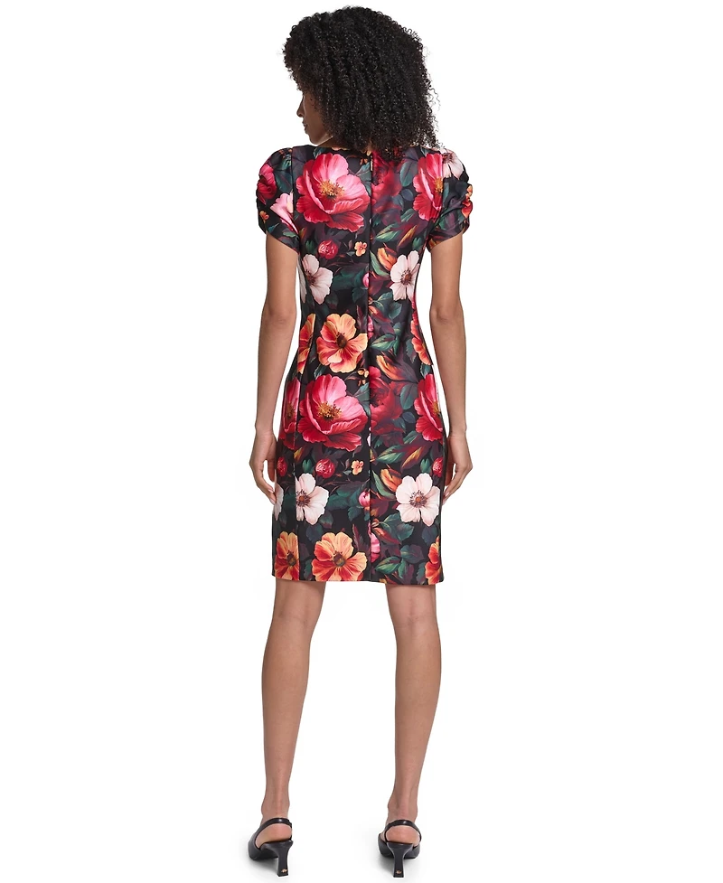 Women's Puff Sleeve Boat Neck Dress