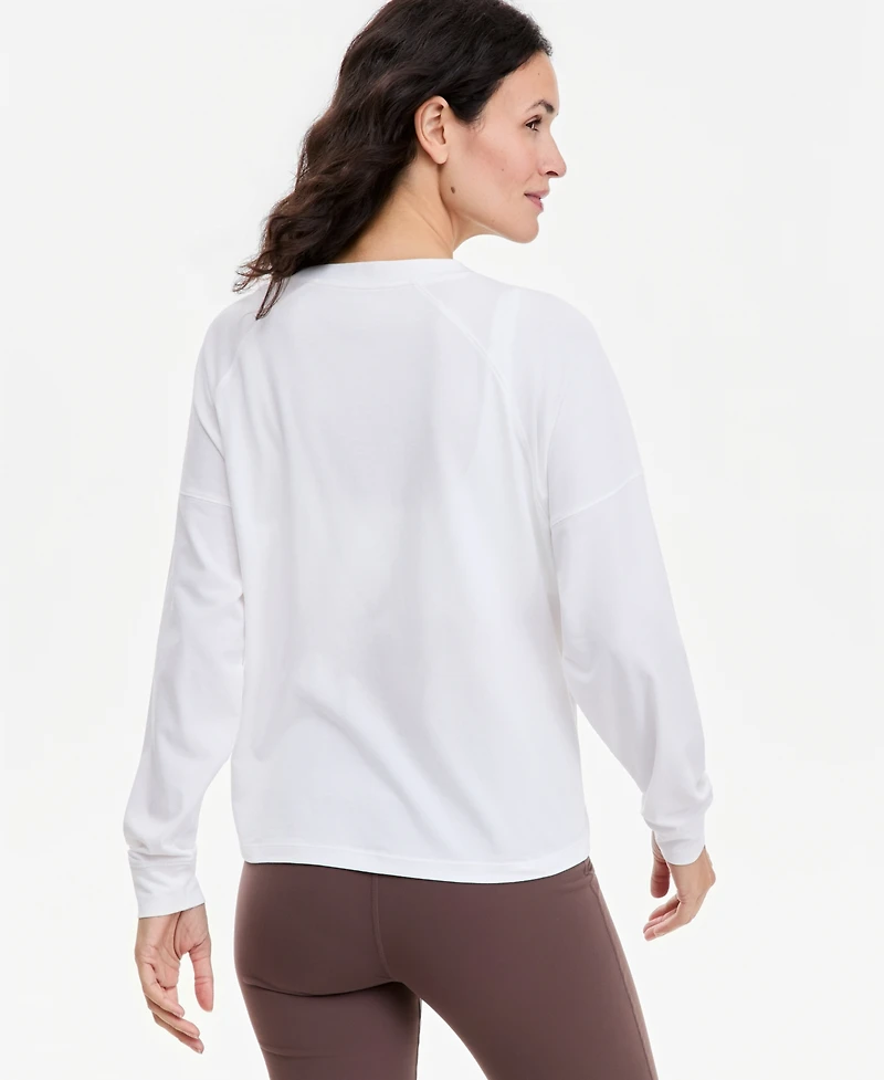 Id Ideology Women's Oversized-Fit Boyfriend Long-Sleeve T-Shirt, Macy's Exclusive