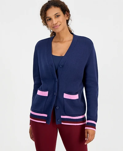 Id Ideology Women's Colorblock V-Neck Long-Sleeve Cardigan, Macy's Exclusive