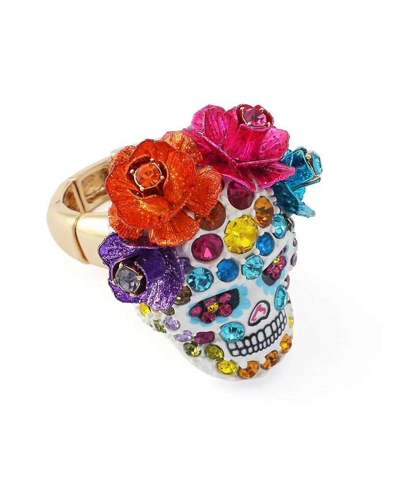 Betsey Johnson Faux-Stone Sugar Skull Cocktail Ring