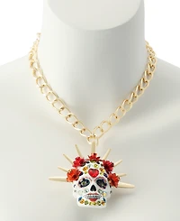 Betsey Johnson Faux-Stone Sugar Skull Bride Pendant Necklace
