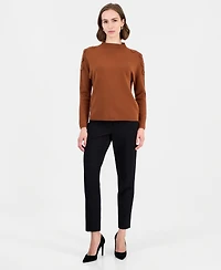 T Tahari Women's Dropped-Shoulder Mock Neck Pullover Sweater