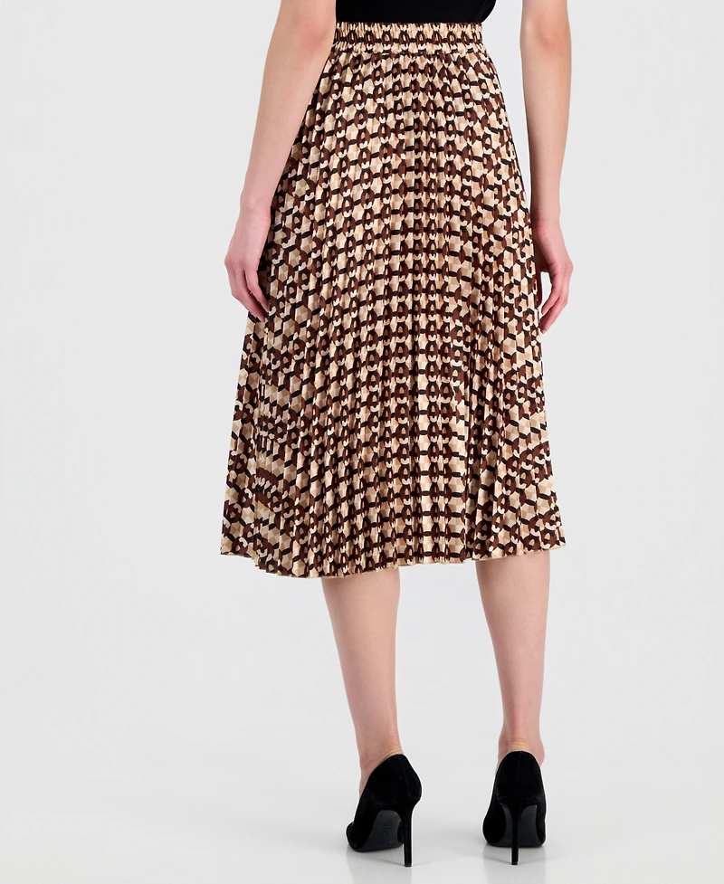T Tahari Women's Pleated A-Line Midi Skirt