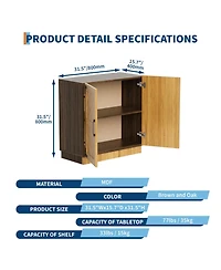 homfan 36 Inch Modern Farmhouse Sideboard Buffet Cabinet with Storage, Engineered Wood Credenza with Doors and Adjustable Shelves