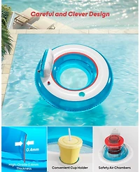 Aofar 2 Pack Inflatable Pool Float Chair Lounger Cup Holder