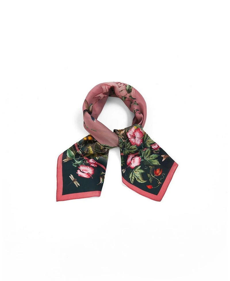 Fable England Women's Circe Narrative Silk Blend Teal Square Scarf