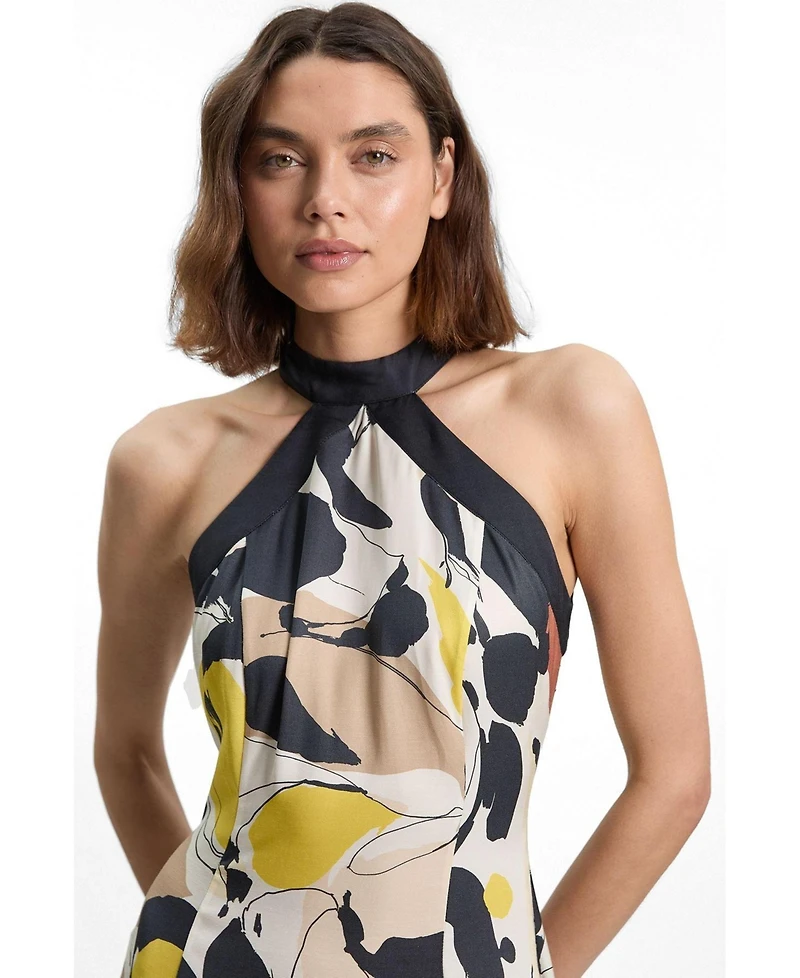 Karen Millen Women's Petite Abstract Print Halter Maxi Dress