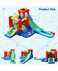 Slickblue Kids Inflatable Bounce House with Water Slide, Splash Pool and Play Area