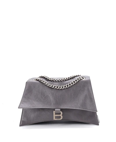 Pre-Owned Balenciaga Medium Crush Chain Flap Bag Leather