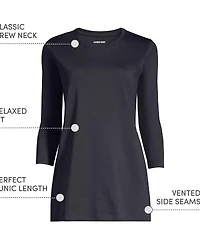 Lands' End Women's Plus 3/4 Sleeve Cotton Supima Crewneck Tunic