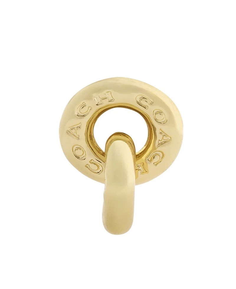 Coach Gold Signature Logo Interlocking Ring Drop Earrings
