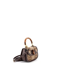Pre-Owned Gucci Mini Bamboo 1947 Top Handle Bag Jumbo Gg Canvas