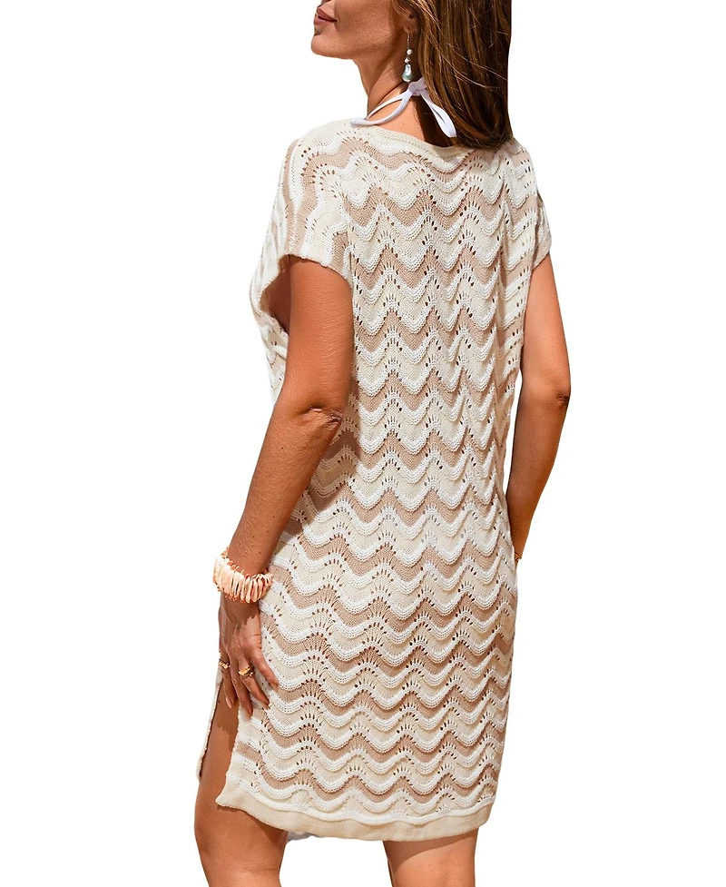 Cupshe Women's Destiny Beige Cover-Up Mini Beach Dress