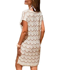 Cupshe Women's Destiny Beige Cover-Up Mini Beach Dress