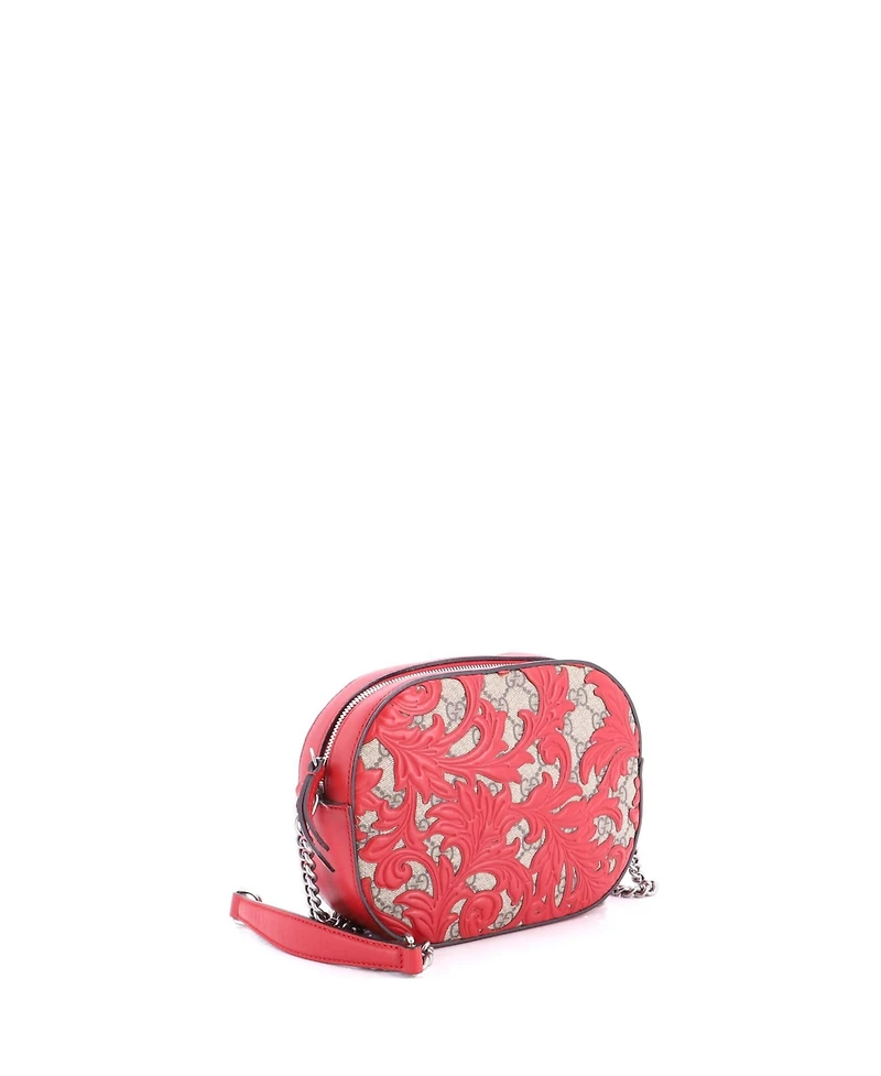 Pre-Owned Gucci Mini Chain Crossbody Bag Arabesque Gg Coated Canvas with Leather