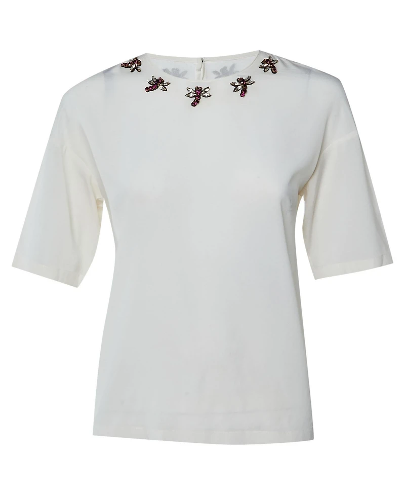 Pre-Owned Dolce & Gabbana Women's Pre-Owned Dolce and Gabbana Dragonfly Embellished Silk Crepe Blouse