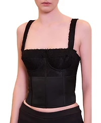 Pcfg Women's Daydreamers Satin Corset With Lace Detail