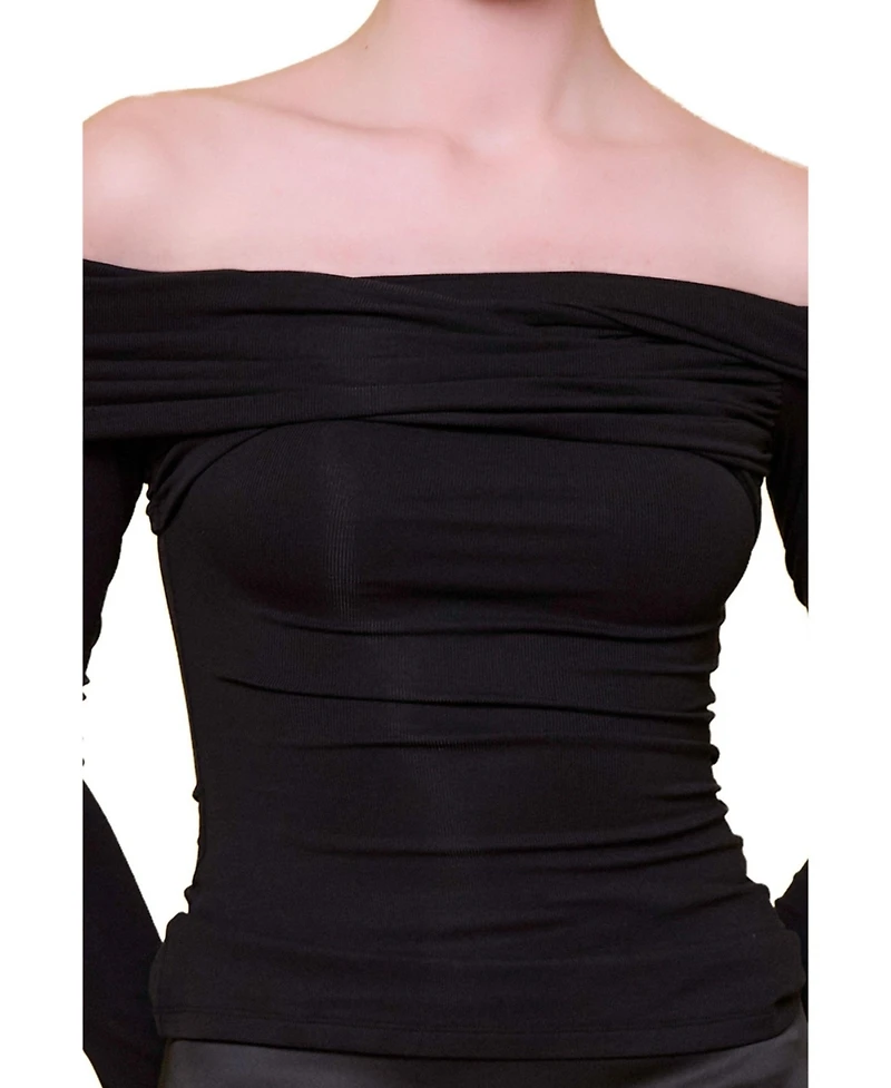 Pcfg Women's the Party Edit Rib Draped Long Sleeve Top