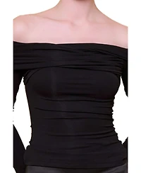 Pcfg Women's the Party Edit Rib Draped Long Sleeve Top