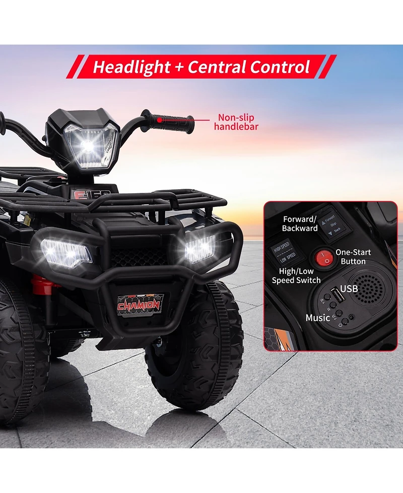 homfan 33.1 x 20.9 12.0 Inch Kids Electric Ride On Atv, 12V Battery Powered Quad with 3 Mph Speed, 4-Wheeler for Outdoor Adventure Play