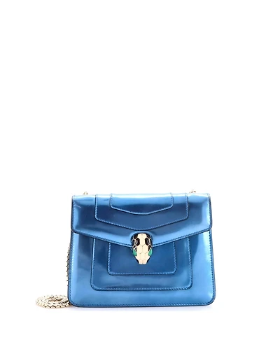 Pre-Owned Bvlgari Small Serpenti Forever Square Shoulder Bag Metallic Leather