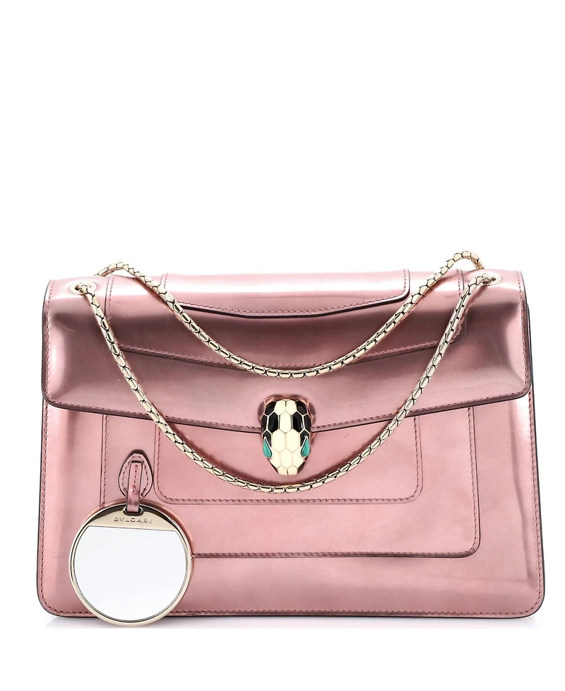 Pre-Owned Bvlgari Medium Serpenti Forever Shoulder Bag Metallic Leather