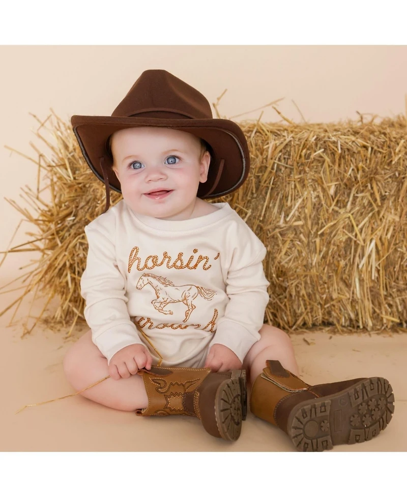 Sweet Wink Baby Boys (0M-18M) Horsin Around Western Long Sleeve Romper