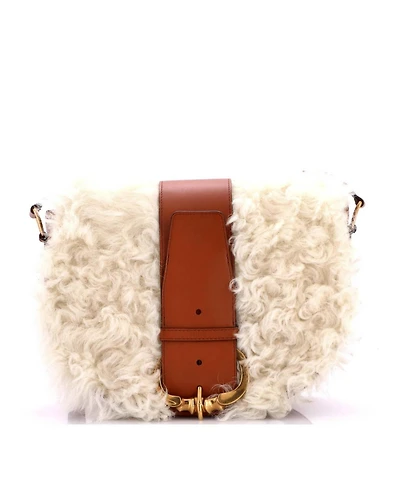 Pre-Owned Celine Medium Camarat Fringe Crossbody Bag Shearling with Leather