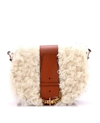 Pre-Owned Celine Medium Camarat Fringe Crossbody Bag Shearling with Leather