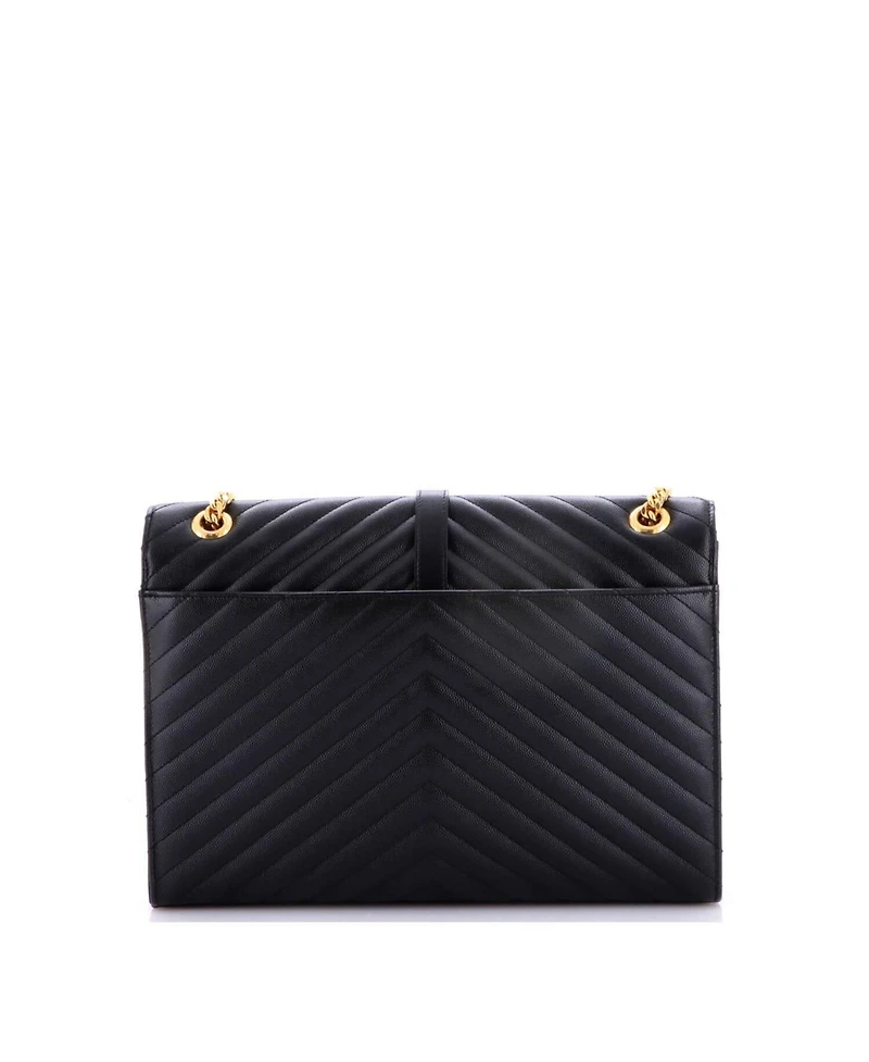 Pre-Owned Saint Laurent Large Classic Monogram Envelope Satchel Matelasse Chevron Leather