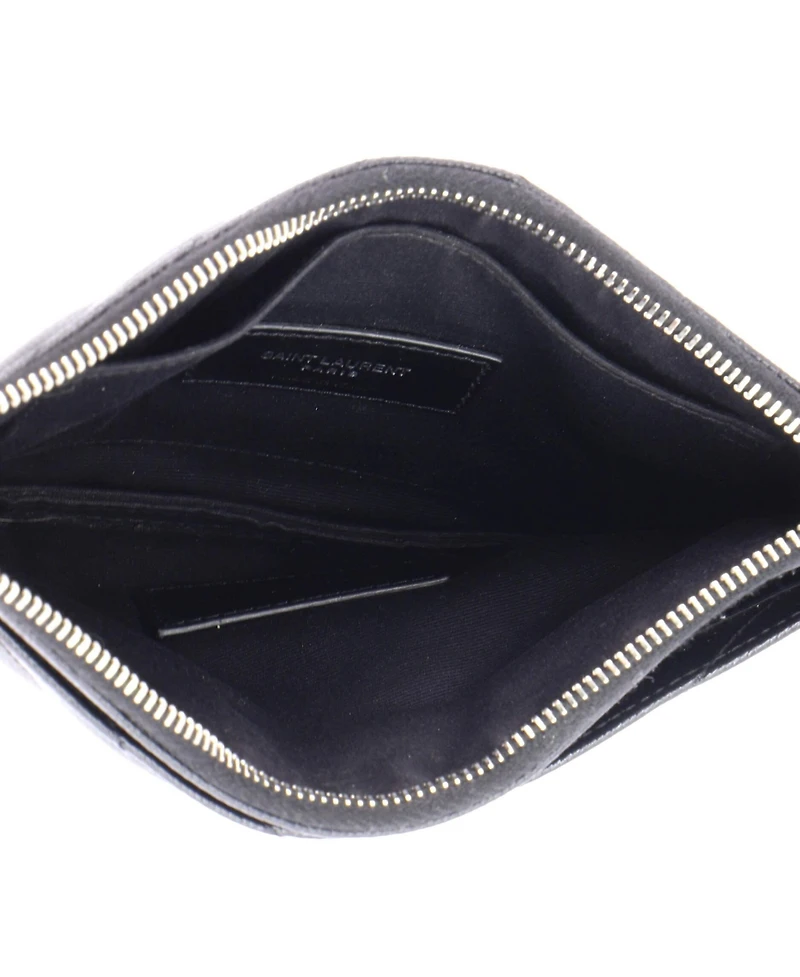 Pre-Owned Saint Laurent Medium Classic Monogram Zip Bill Pouch Matelasse Chevron Leather