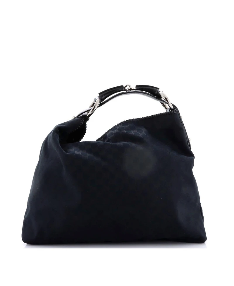 Pre-Owned Gucci Large Horsebit Hobo Gg Canvas