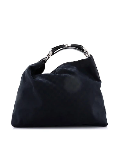 Pre-Owned Gucci Large Horsebit Hobo Gg Canvas