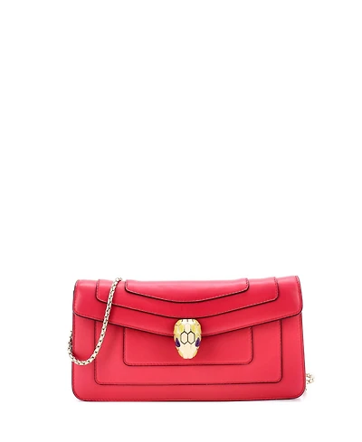 Pre-Owned Bvlgari Serpenti Forever Chain Clutch Leather