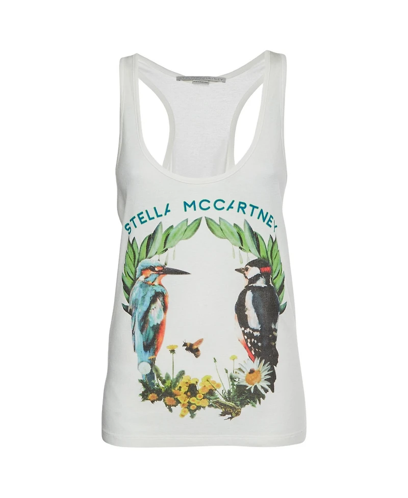 Pre-Owned Stella Mccartney Women's Bird Print Cotton Knit Racerback Tank Top