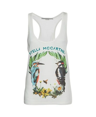 Pre-Owned Stella Mccartney Women's Bird Print Cotton Knit Racerback Tank Top