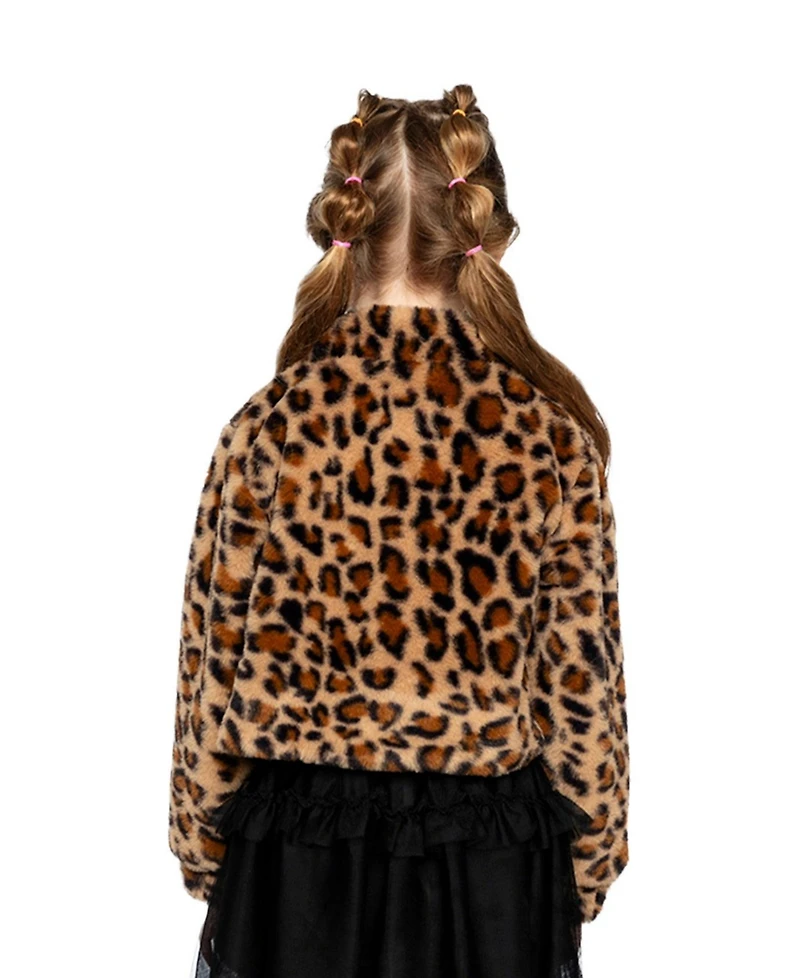 Deux par Kids & Baby Little and Big Girl 6-14 Faux Fur Jacket Leopard Print