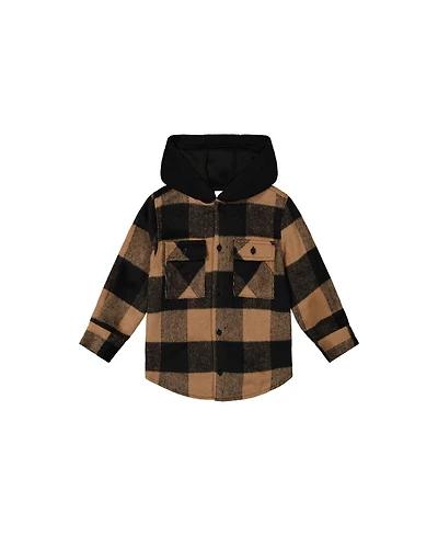 Deux par Little and Big Boy 6-12Y Flannel Shirt with Fleece Hood