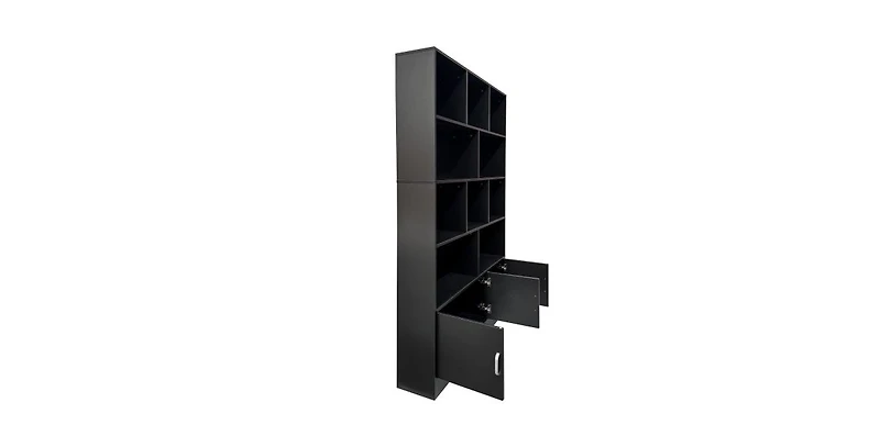 flynama 70.87 Inch Tall 10-Cube Bookshelf With 3 Closed Doors Home Storage Cabinet