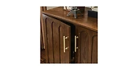 Flynama Fluted Sideboard Cabinet with Adjustable Shelves and Wood Legs Walnut Storage