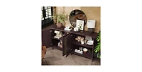 flynama 70 Inch Rattan Four-Door Sideboard Mdf Solid Wood Leg Adjustable Shelf Easy Assembly Home Storage Cabinet
