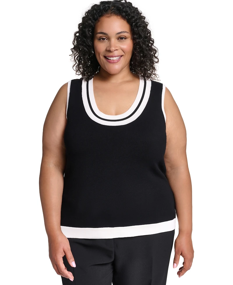 Karl Lagerfeld Paris Plus Scoop Neck Knit Tank Top