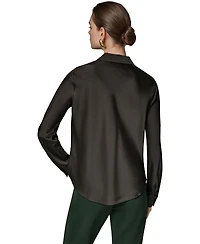 Donna Karan New York Petite Roll Sleeve Cowl Neck Top