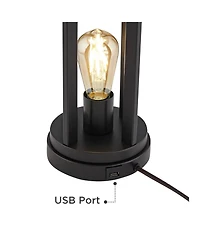 360 Lighting Marcel Industrial Table Lamps Set of 2 with Round Risers 24 1/4" High Led Nightlight Usb Port Shade for Living Room Desk
