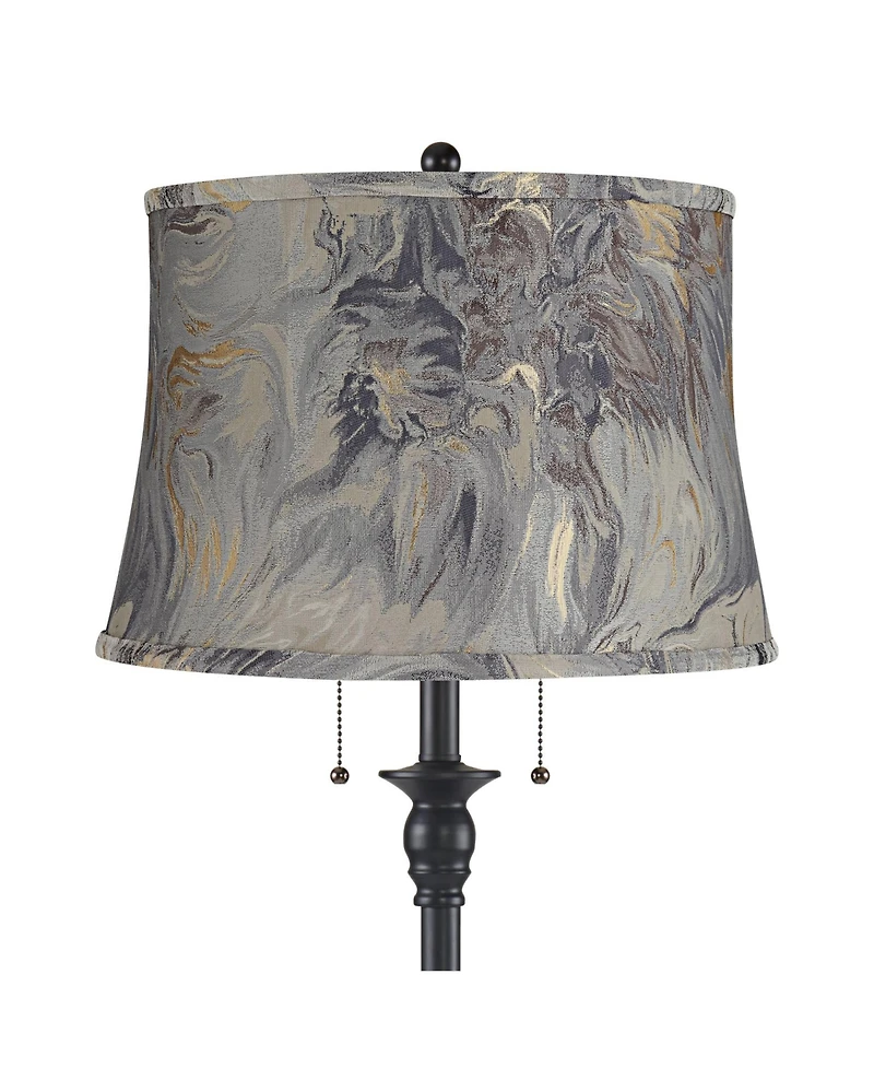 360 Lighting Dyna Traditional 58" Tall 2-Light Standing Floor Lamp Skinny Pole Pull Chain Finish Drum Swirl Shade