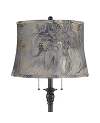 360 Lighting Dyna Traditional 58" Tall 2-Light Standing Floor Lamp Skinny Pole Pull Chain Finish Drum Swirl Shade