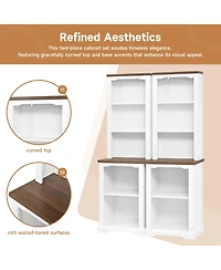 Flynama Curved Top Two-Piece Combined Anti-Tip Tall Storage Cabinet