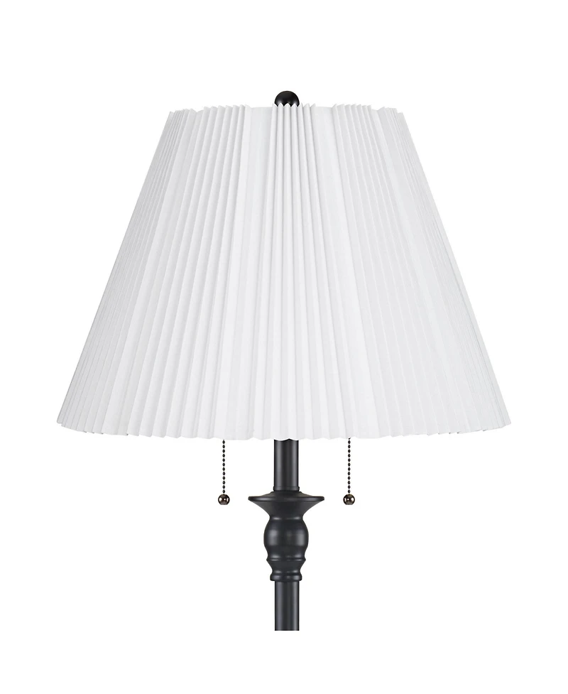 360 Lighting Dyna Traditional 58" Tall 2-Light Standing Floor Lamp Skinny Pole Pull Chain Finish Knife Pleated Shade