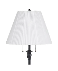 360 Lighting Dyna Traditional 58" Tall 2-Light Standing Floor Lamp Skinny Pole Pull Chain Finish Knife Pleated Shade